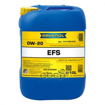 Ravenol Моторное Масло RAVENOL Efs Ecofullsynth Sae 0W-20 (10Л) New