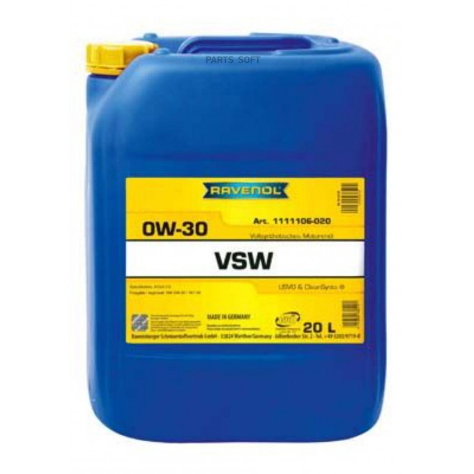 Моторное масло RAVENOL синтетическое VSW 0W30 20л 1111106020