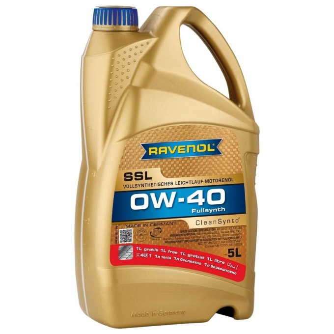 Моторное масло RAVENOL синтетическое Ssl 0W40 5л 1111108A05