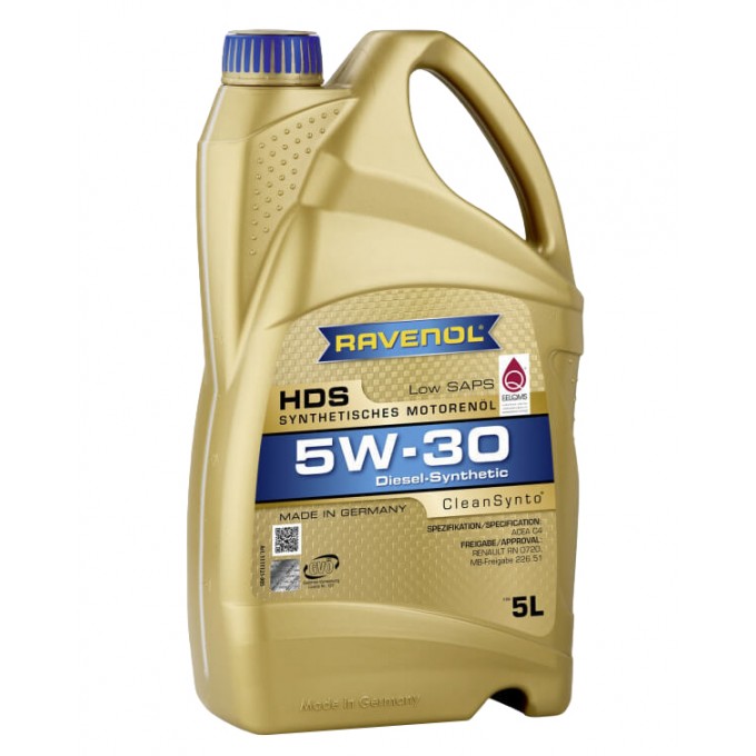 Моторное масло RAVENOL синтетическое Hds 5W30 5л 1111121005