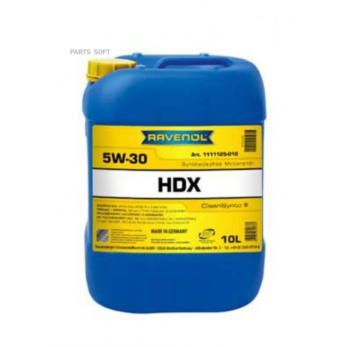 Моторное Масло RAVENOL Hdx Sae 5W30 10л 111112501001999