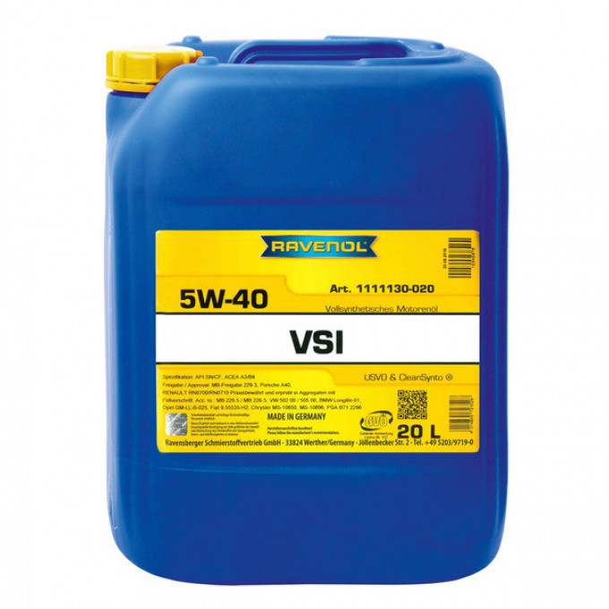 Моторное масло RAVENOL синтетическое Vsi 5W40 20л 1111130020