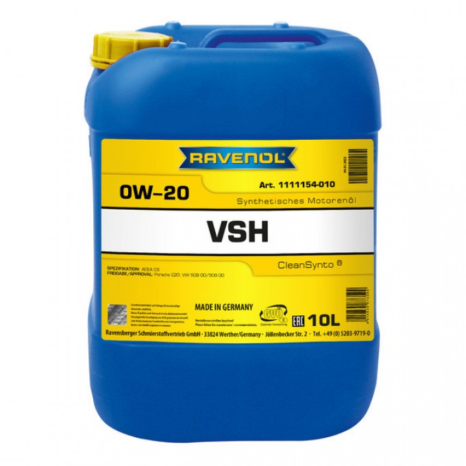 Моторное масло RAVENOL VSH SAE 0W20 10л 111115401001999