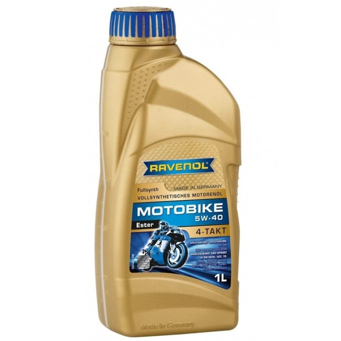 Моторное масло RAVENOL синтетическое 5w40 Motobike 4-T Ester 1л 1171102001