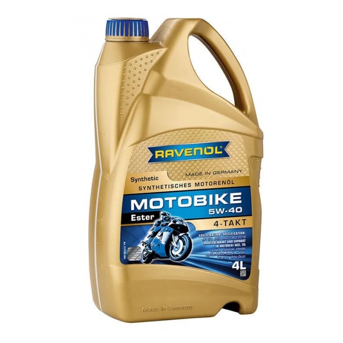 Моторное масло RAVENOL синтетическое 5w40 Motobike 4-T Ester 4л 1171102004