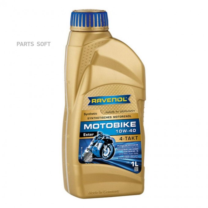 Моторное масло RAVENOL полусинтетическое Motobike 4-T Ester 10W40 1л 1172112001