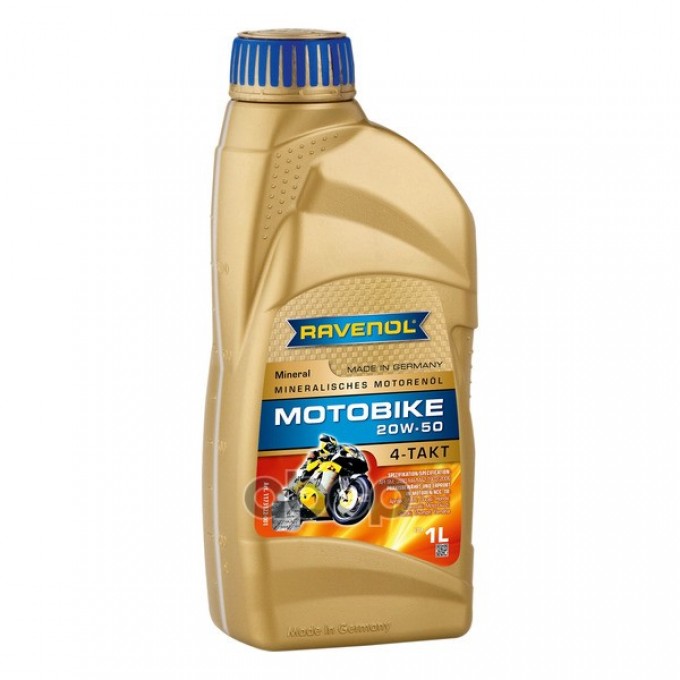 Моторное масло RAVENOL минеральное 4-Т Motobike 20W50 Sn 1л 117312200101999