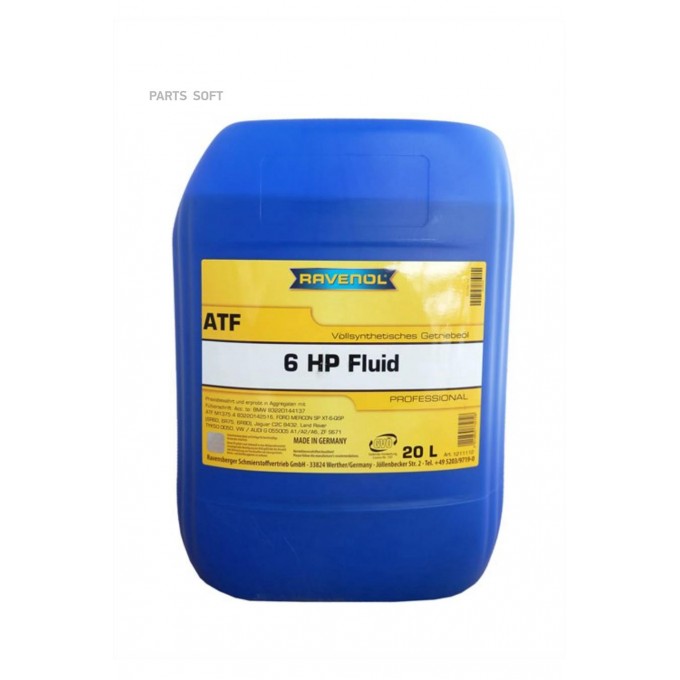 Трансмиссионное масло RAVENOL ATF 6 HP Fluid 121111202001999