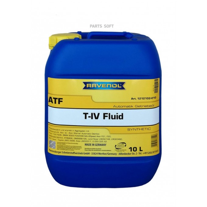 Трансмиссионное масло RAVENOL ATF T-IV Fluid 121210201001999