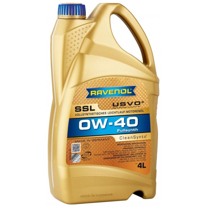 Моторное масло RAVENOL синтетическое Super Synthetik Oel SSL 0w40 4л 4014835718791