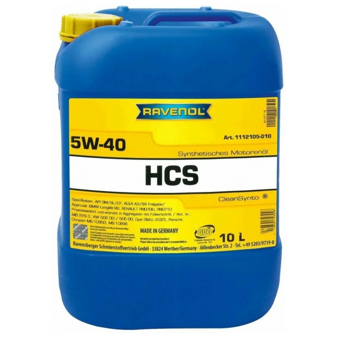 Моторное масло RAVENOL HCS SAE 5W-40 (10л) new 4014835723948