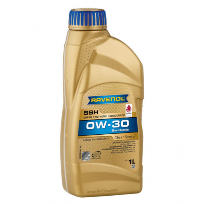 Моторное масло RAVENOL Super Synthetic Hydrocrack SSH SAE 0W30 1л 4014835795310