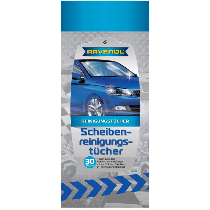 Салфетки влажные RAVENOL для стекол, зеркал и фар 4014835845749