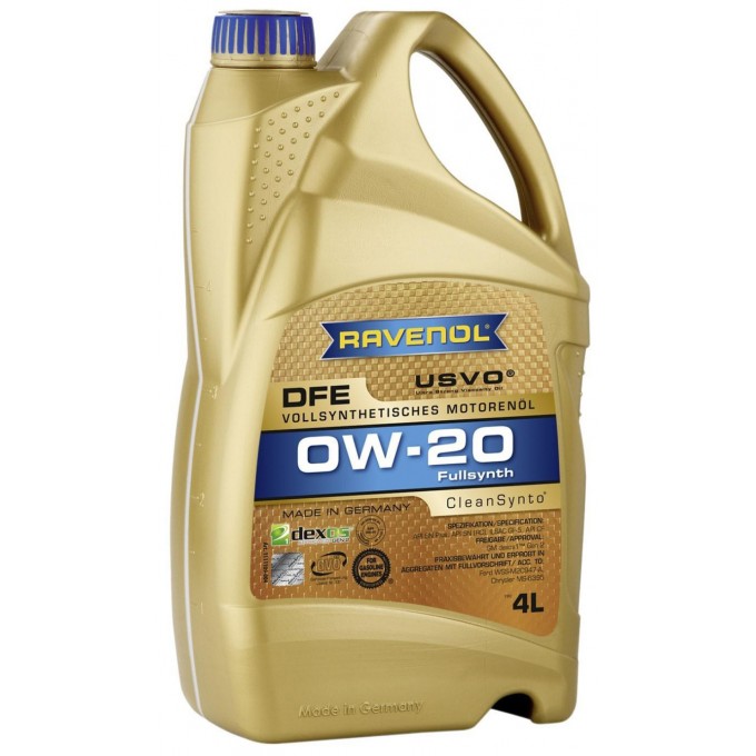 Моторное масло RAVENOL синтетическое Dfe Sae 0W20 4л 4014835853768