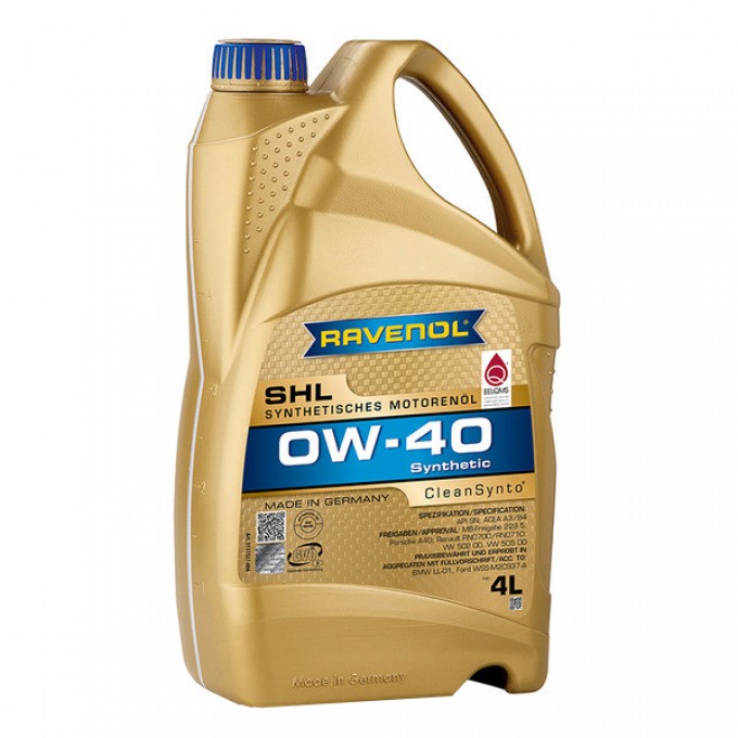 Моторное масло RAVENOL Sae 0W40 Shl 4л 4014835868830